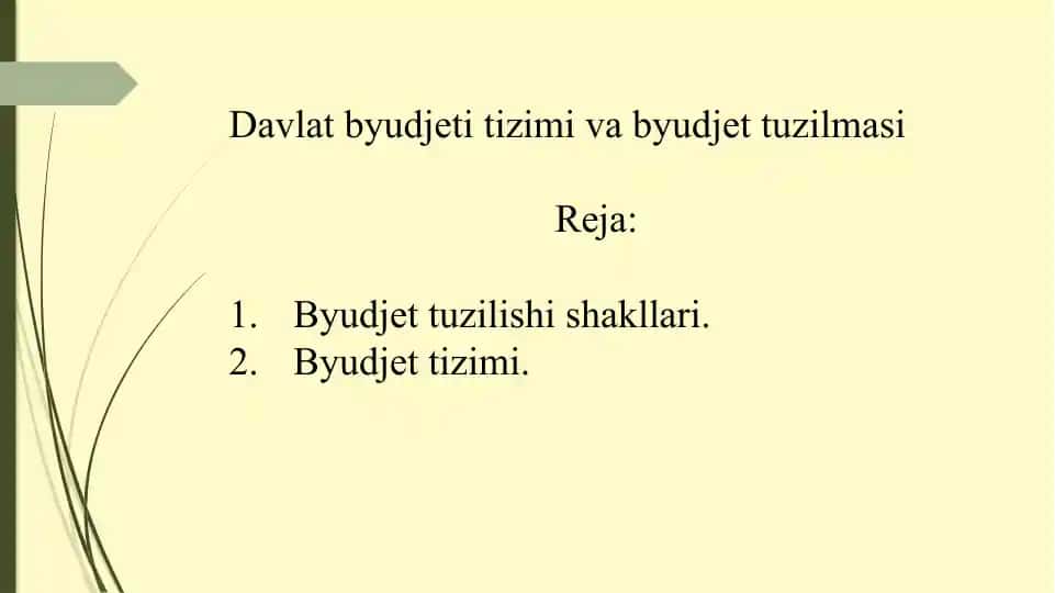 Davlat byudjeti tizimi va byudjet tuzilmasi
