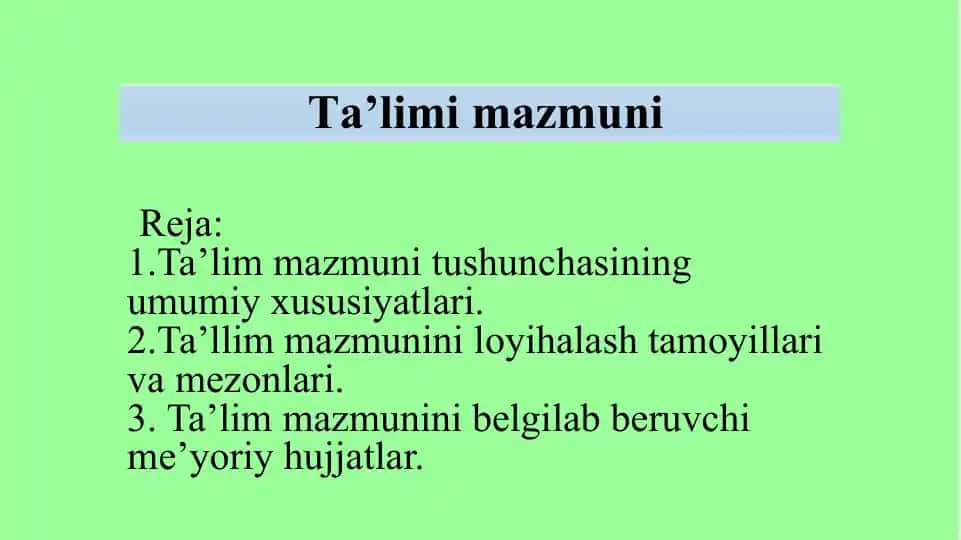 Ta’limi mazmuni