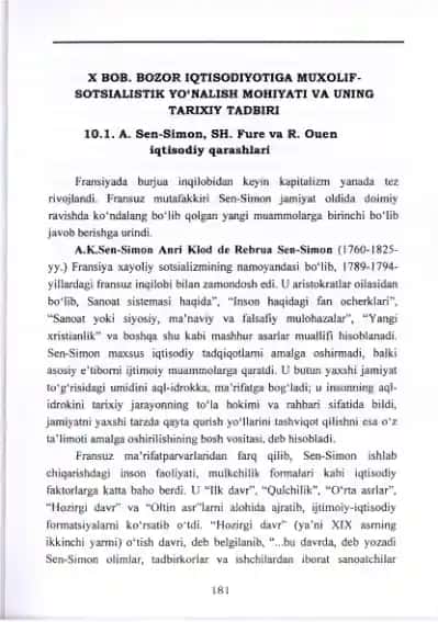 Sen-Simonning Iqtisodiyotiga muxolif-sotsialistik yo'nalish mohiyati va uning tarixiy tadbiri