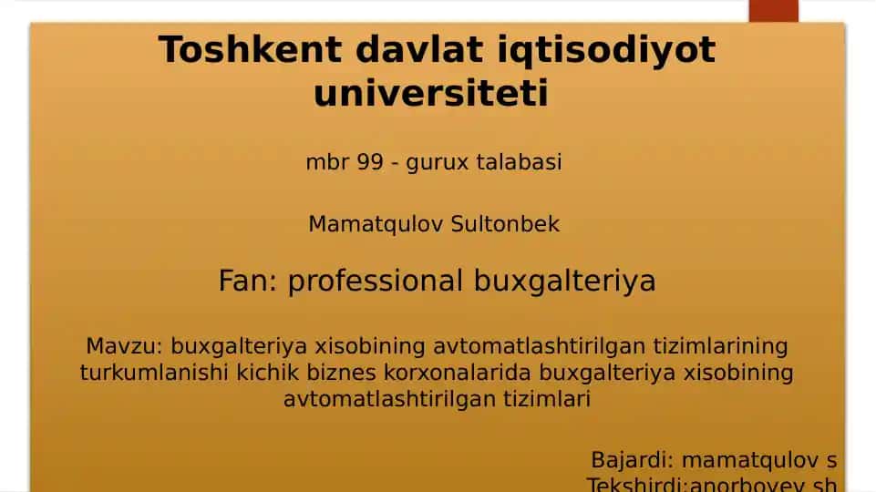 Kichik biznesda buxgalteriya tizimlari