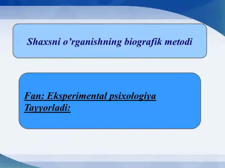 Shaxsnio’rganishning biografik metodi