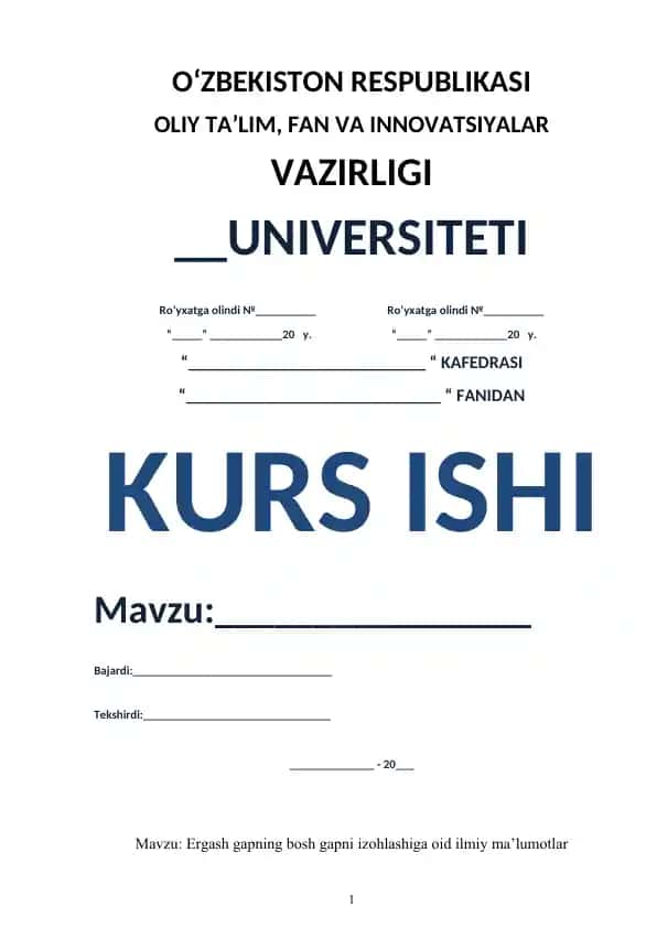 Ergash gapning bosh gapni izohlashiga oid ilmiy ma’lumotlar (kurs ishi)