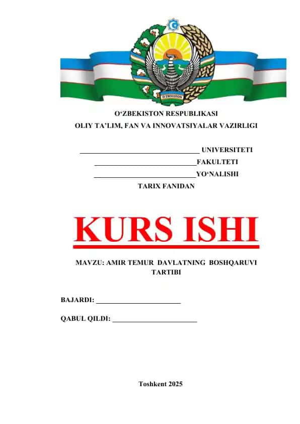 Amir Temur davlatning boshqaruvni tartibi