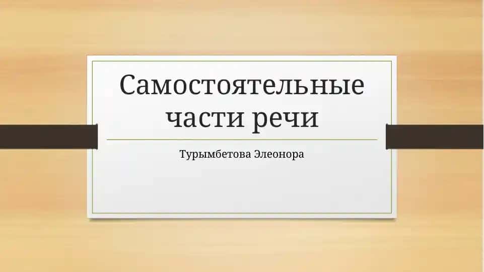 Самостоятельные части речи