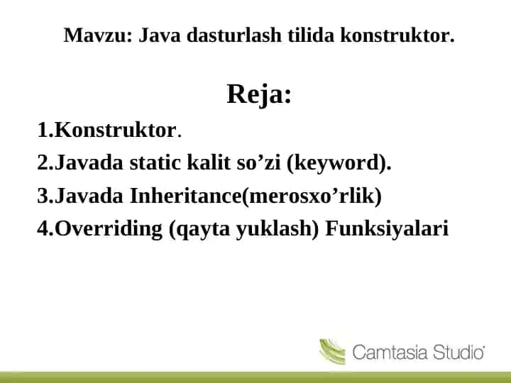 Java dasturlash tilida konstruktor