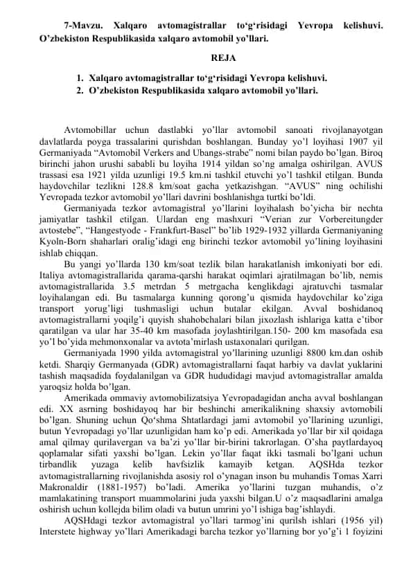 Xalqaro avtomagistrallar to‘g‘risidagi Yevropa kelishuvi