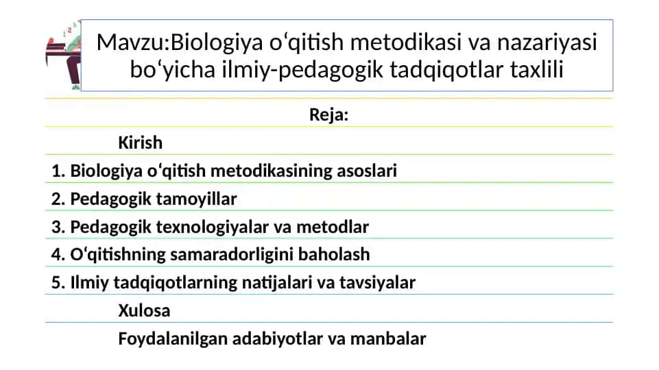 Biologiya o‘qitish metodikasi va nazariyasi bo‘yicha ilmiy-pedagogik tadqiqotlar tahlili