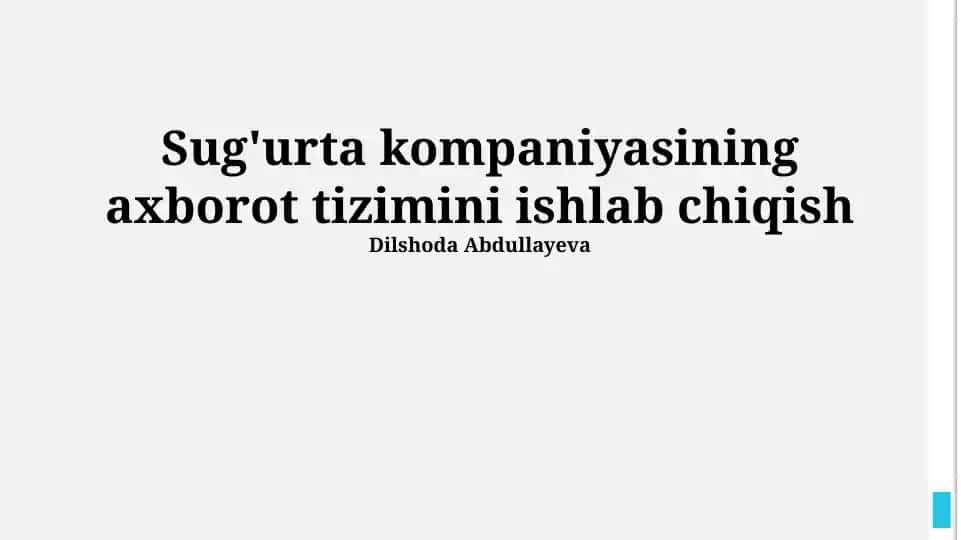 Sug'urta Kompaniyasi Axborot Tizimi