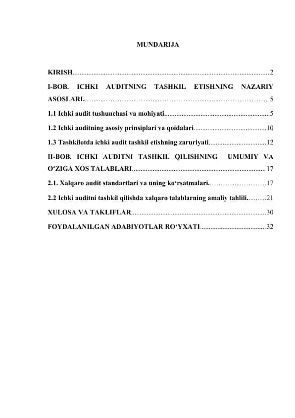 Ichki auditning nazariy asoslari