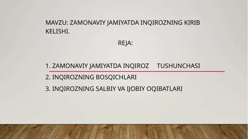 Zamonaviy jamiyatda inqirozning kirib kelishi