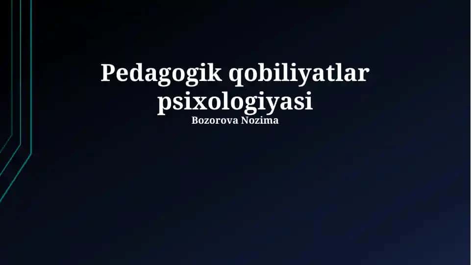 Pedagogik qobiliyatlar psixologiyasi
