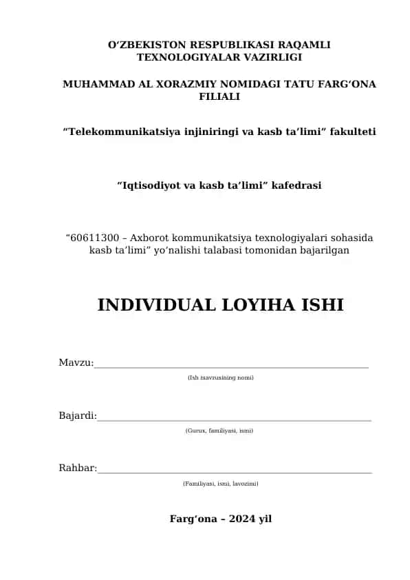 TIZIMNING ISHLASH PRINSIPI