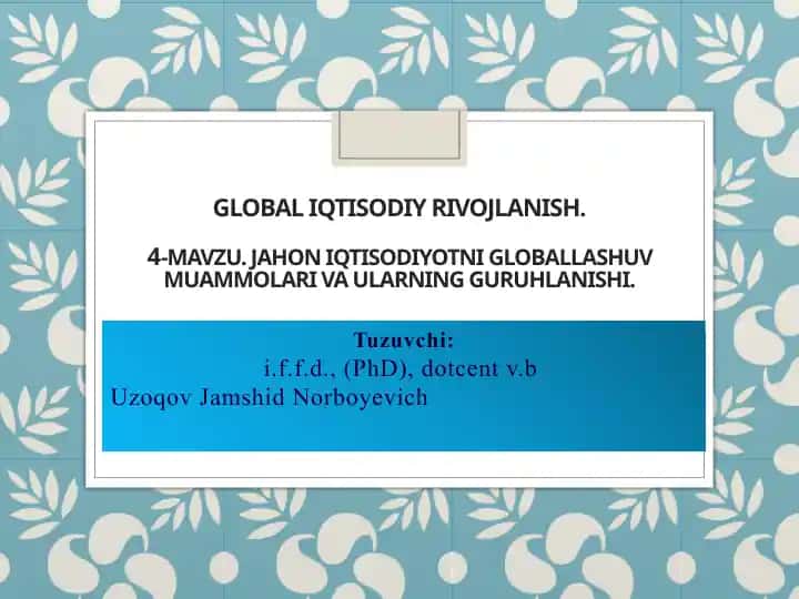 GLOBAL IQTISODIY RIVOJLANISH