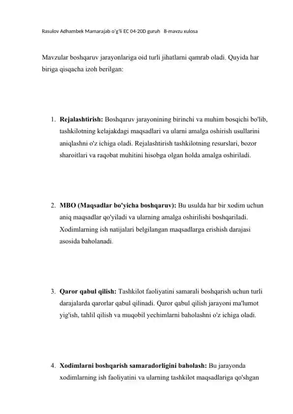 EC 04-20D guruh 8-mavzu xulosa