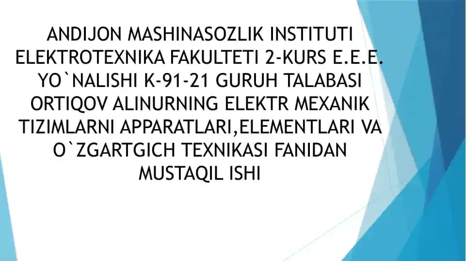Elektr sxemalaridagi shartli belgilar
