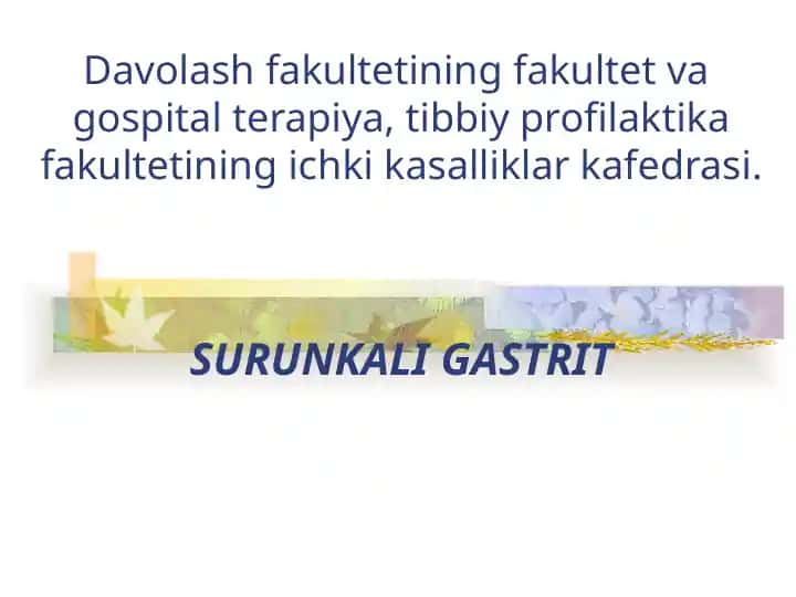Surunkali Gastrit