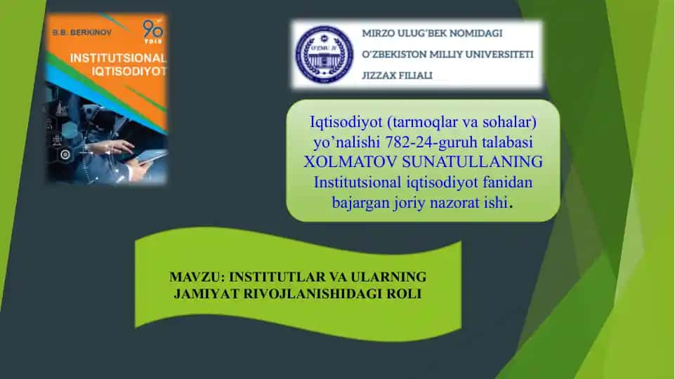 Institutsional iqtisodiyot fanidan tajribalar
