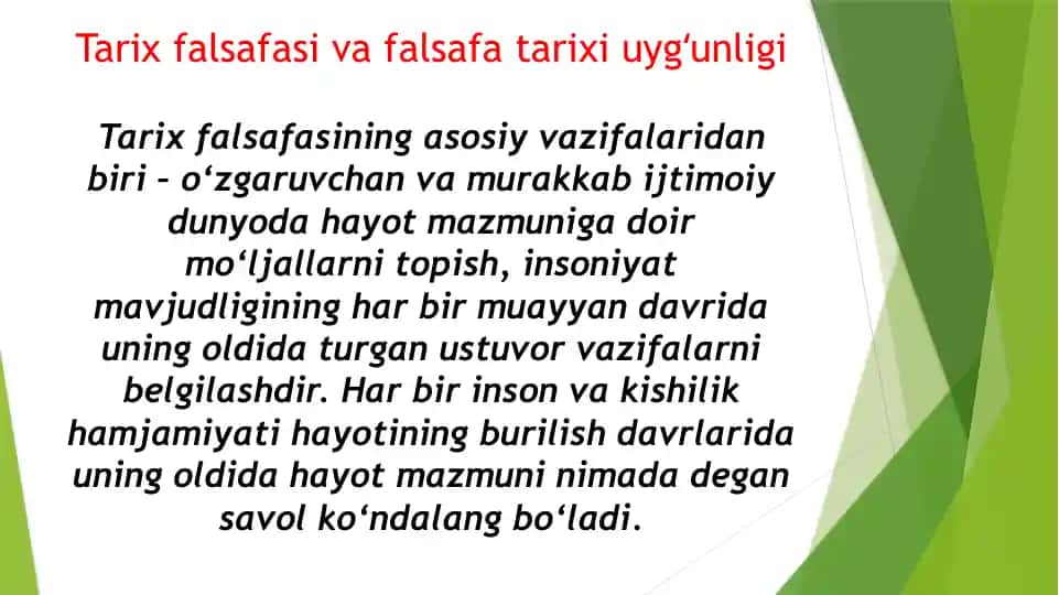 tarix falsafasi va falsafa tarixi uygʻunligi