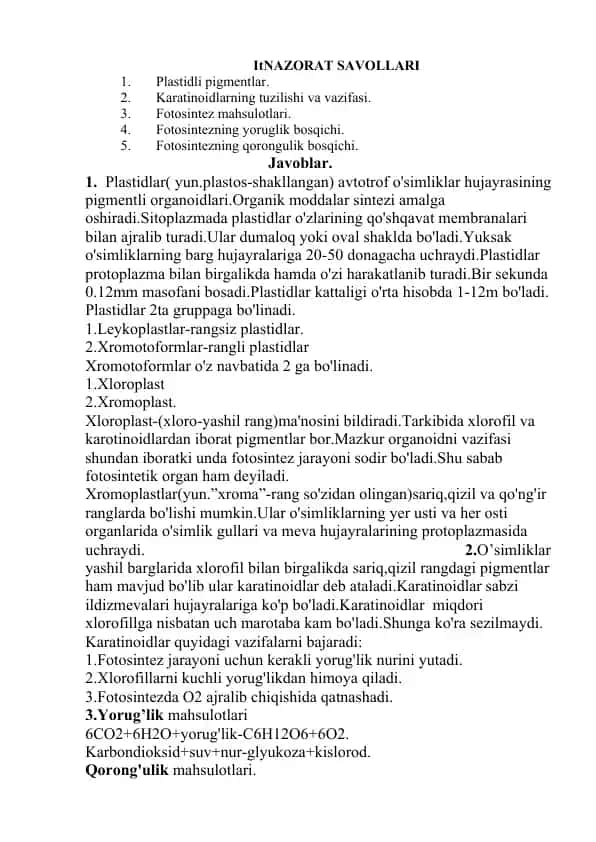 Plastidli pigmentlar