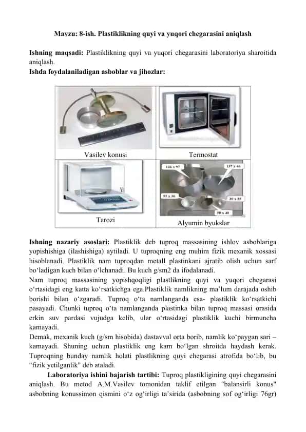 Plastiklikning quyi va yuqori chegarasini aniqlash