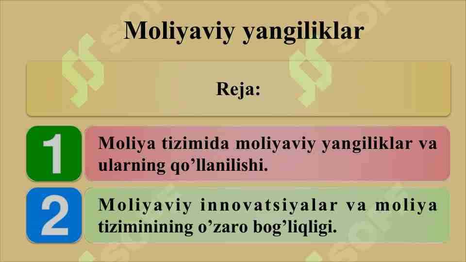 Moliyaviy yangiliklar