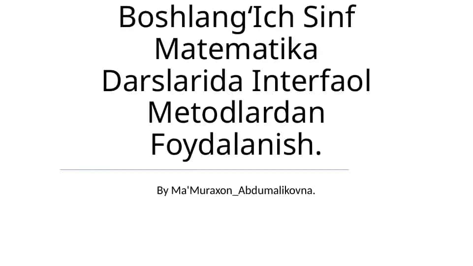 OʻQitishni Tashkil Qilishda Didaktik OʻYin Metodidan Foydalanish