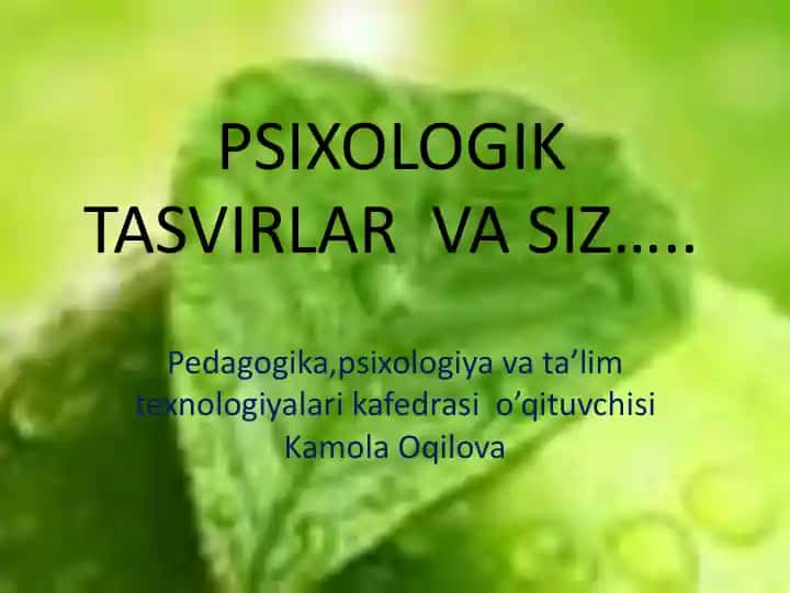 Psixologik tasvirlar va siz