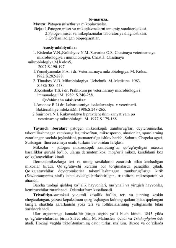 Patogen misetlar va mikoplazmalar