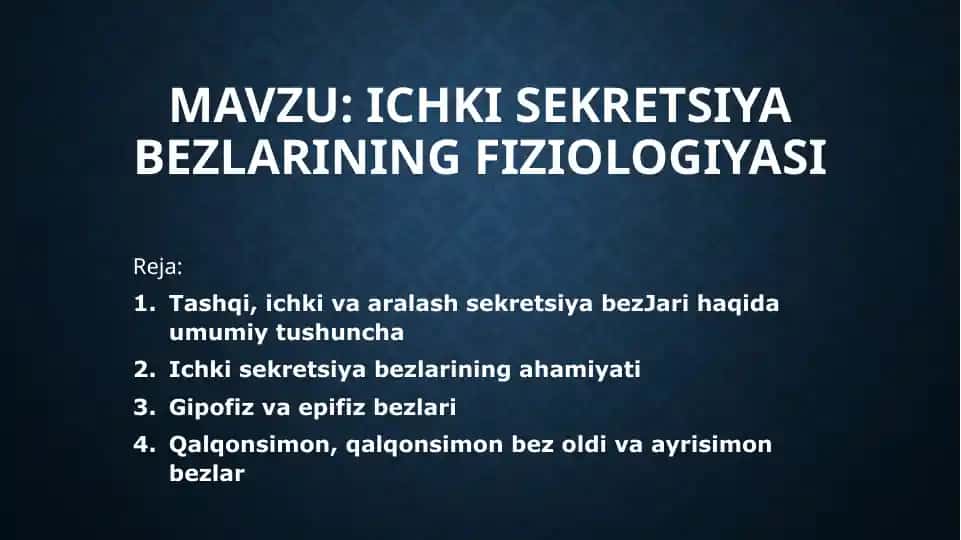 Ichki sekretsiya bezlarining fiziologiyasi