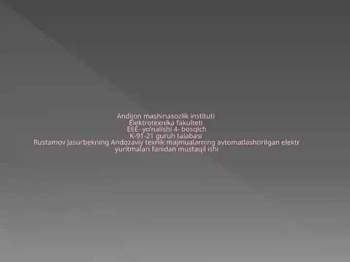 Elektroyuritma texnikasi bo'yicha andozaviy texnik majmuasi