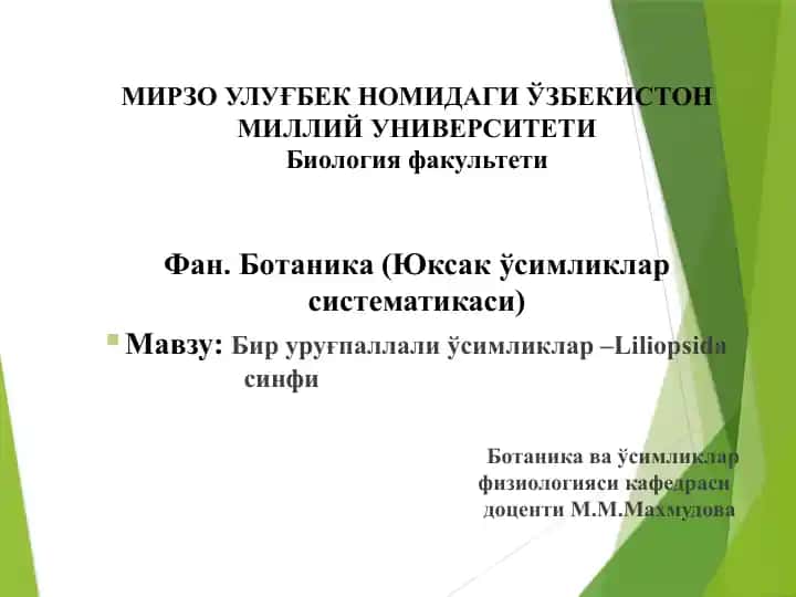 Ботаника (Юксак ўсимликлар систематикаси)