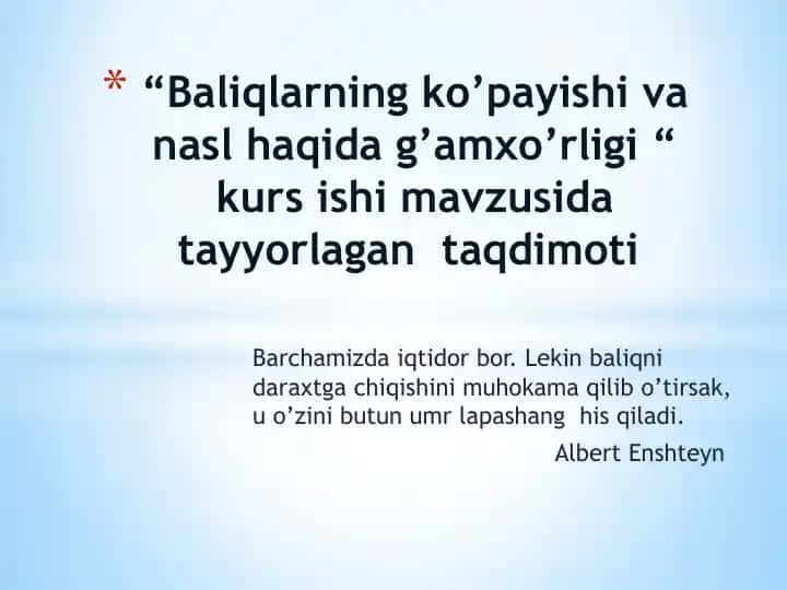 Baliqlar haqida ma'lumotlar