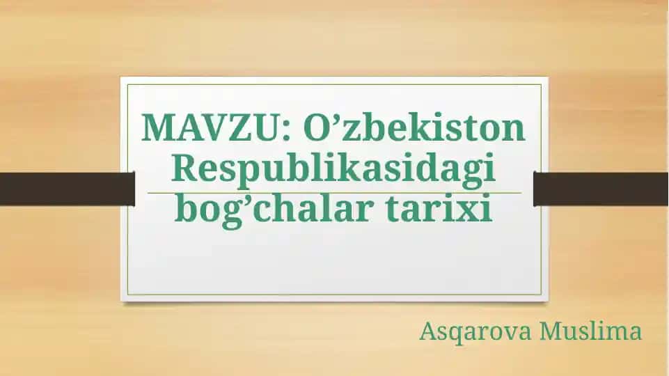 O'zbekiston Respublikasida g'ochalar tarixi