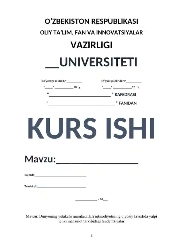 Dunyoning yetakchi mamlakatlari iqtisodiyotining qiyosiy tavsifida yalpi ichki mahsulot tarkibidagi tendentsiyalar