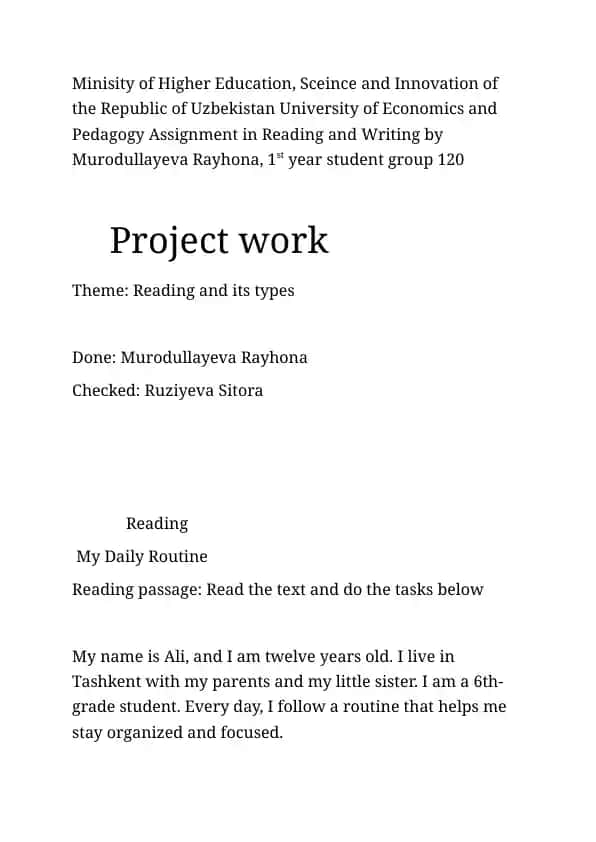 Reading and its types
