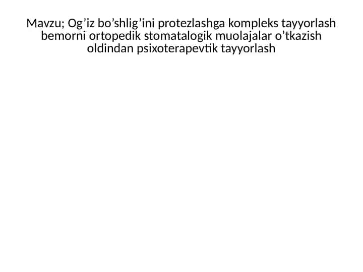 Ortopedik stomatologik muolajalar
