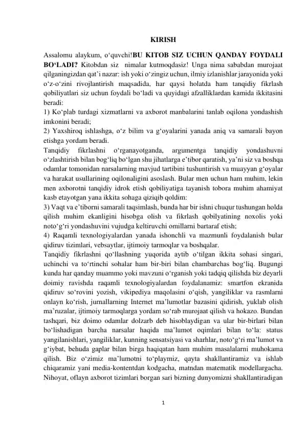 tanqidiy fikrlash