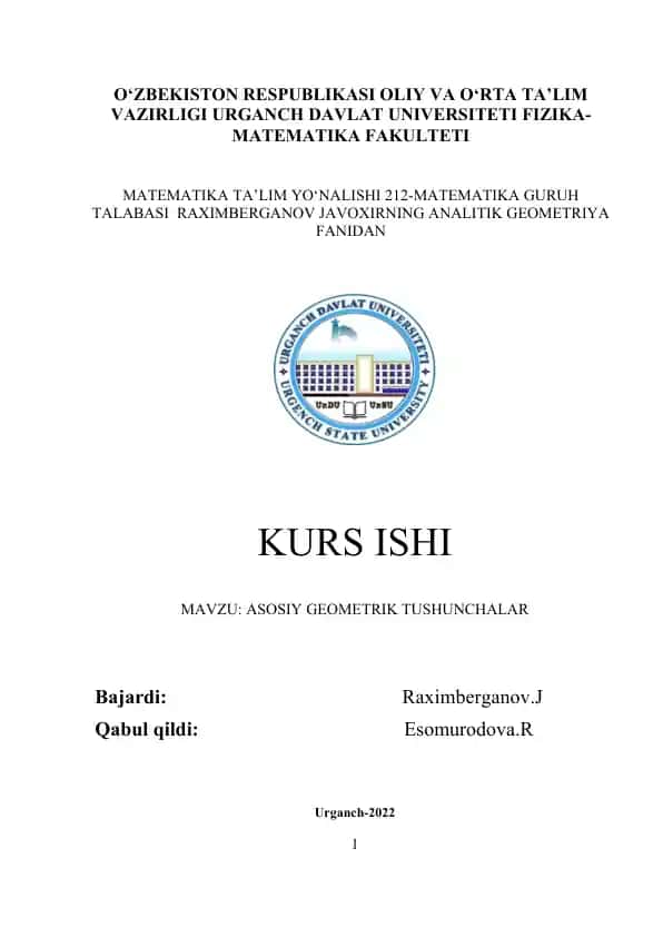 ASOSIY GEOMETRIK TUSHUNCHALAR