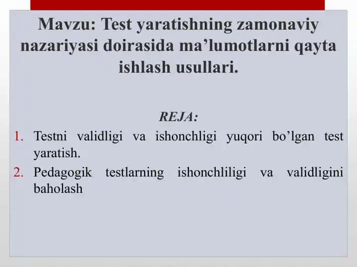 Testyaratishning zamonaviy nazariyasi