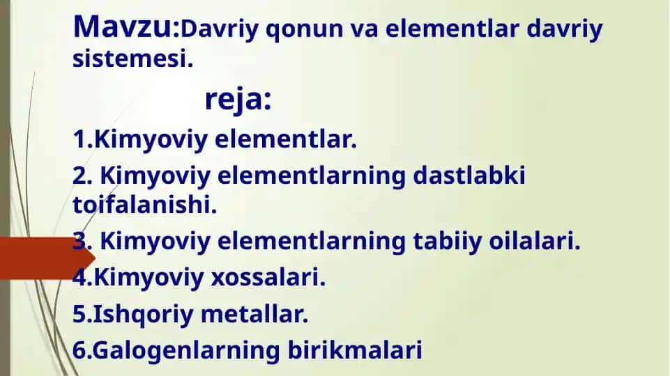 Davriy qonun va elementlar davriy sistemesi