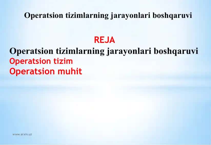 Operatsiontizimlarningjarayonlariboshqaruvi