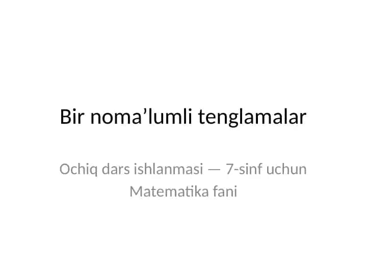 Bir nomaʼlumli tenglamalar