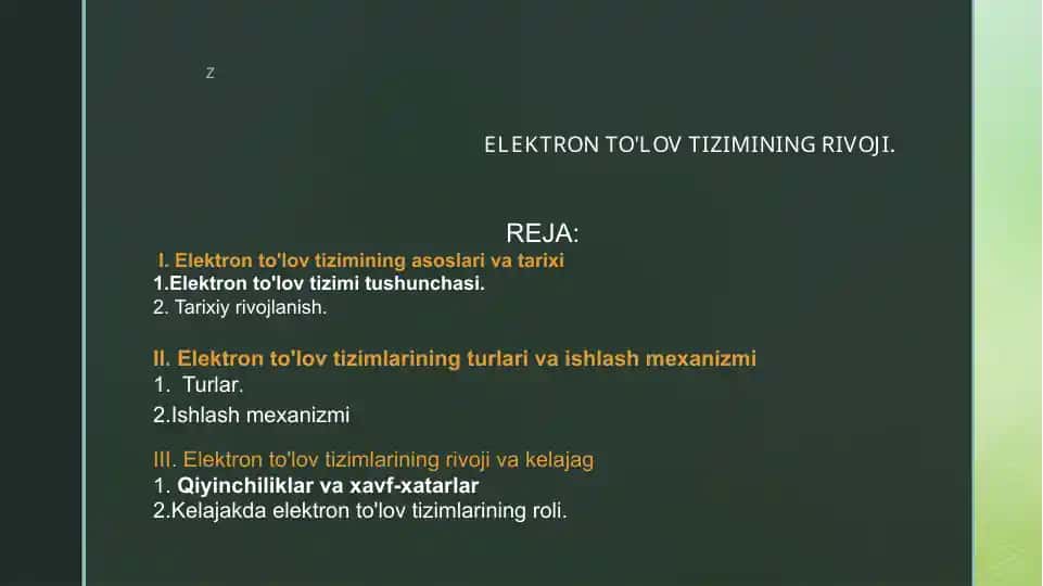 Elektronto'lovtizimining asoslar va tarixi