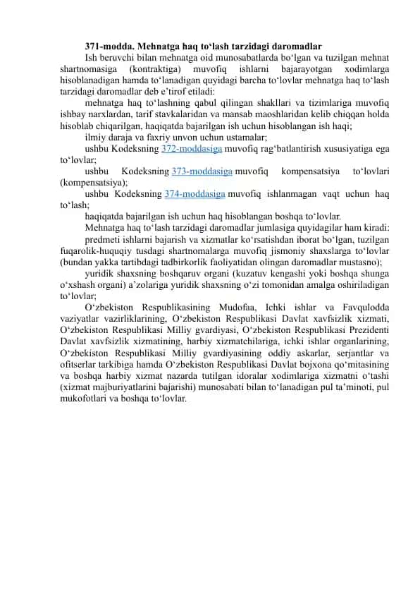 Mehnatga Haq Tolovlarining Daromadlari