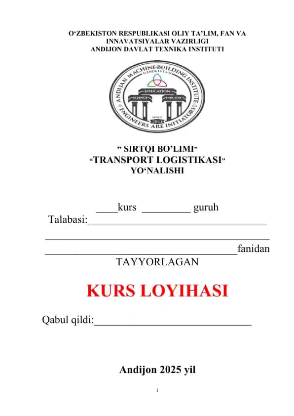 "Transport Logistikasi Kurs Loyihasi"