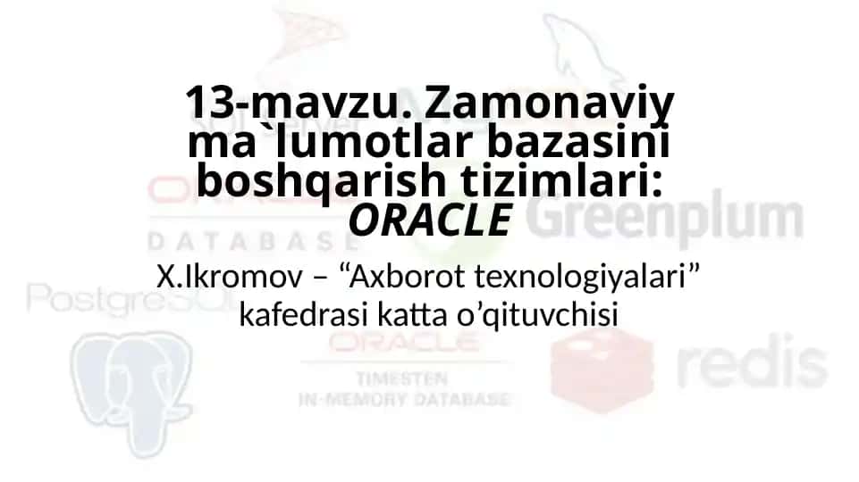 Oracle (Ma'lumotlar Bazasini Boshqarish Tizimi)
