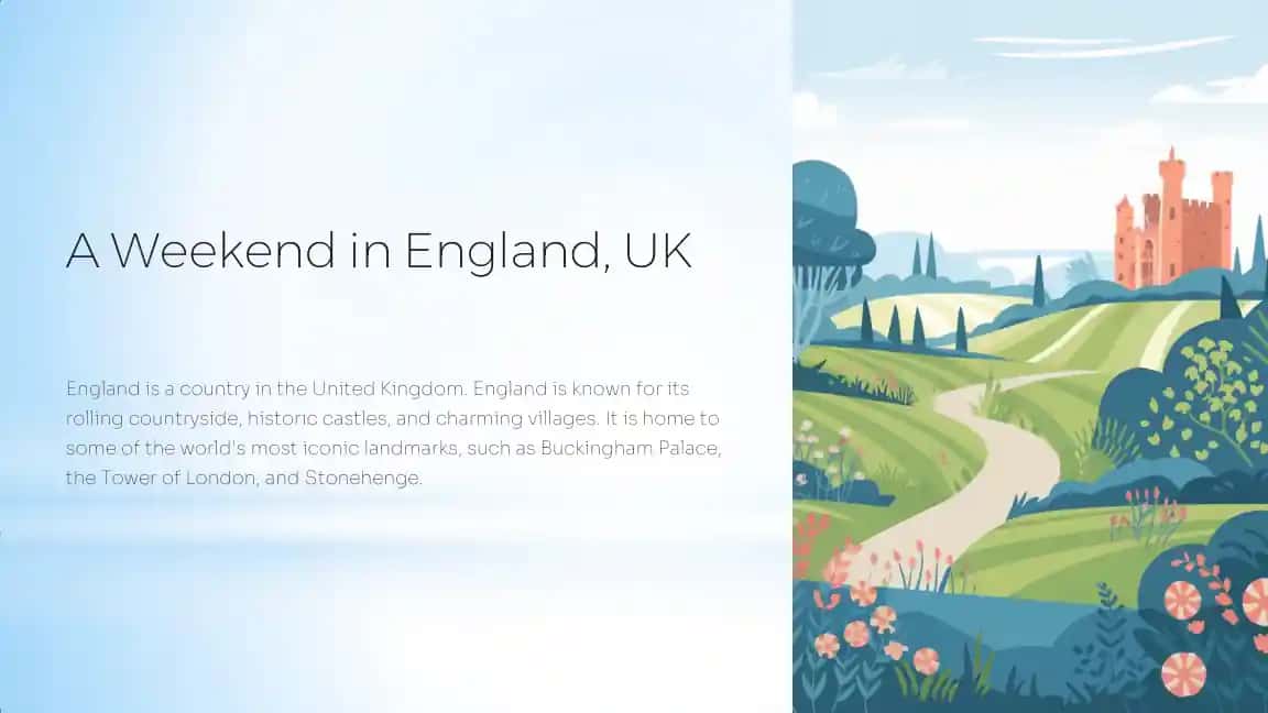 A Weekend in England, UK