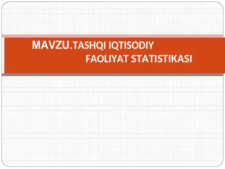 TASHQI IQTISODIY FAOLIYAT STATISTIKASI