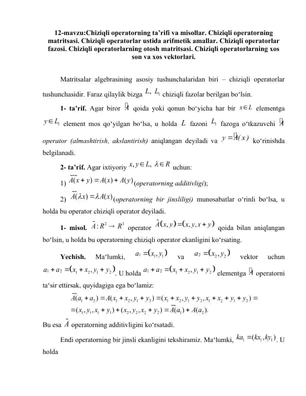 Chiziqli operatorlar