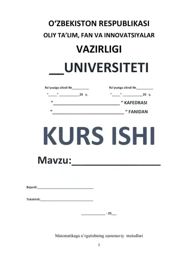 Matematikaga o’rgatishning zamonaviy metodlari